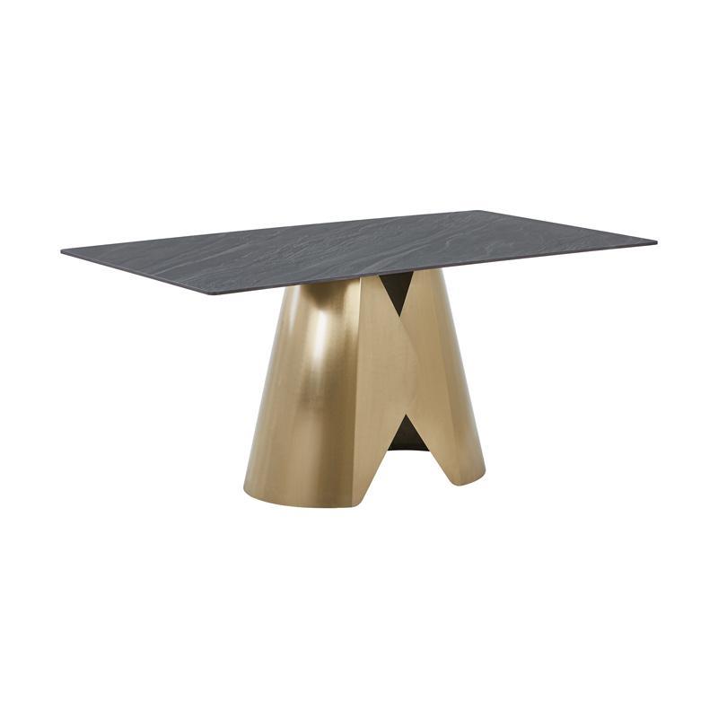Τραπέζι Τραπεζαρίας FL0053 Fylliana Γκρί Κεραμική Επιφάνεια - Χρυσό Μεταλλικά Πόδια 160x90x75εκ