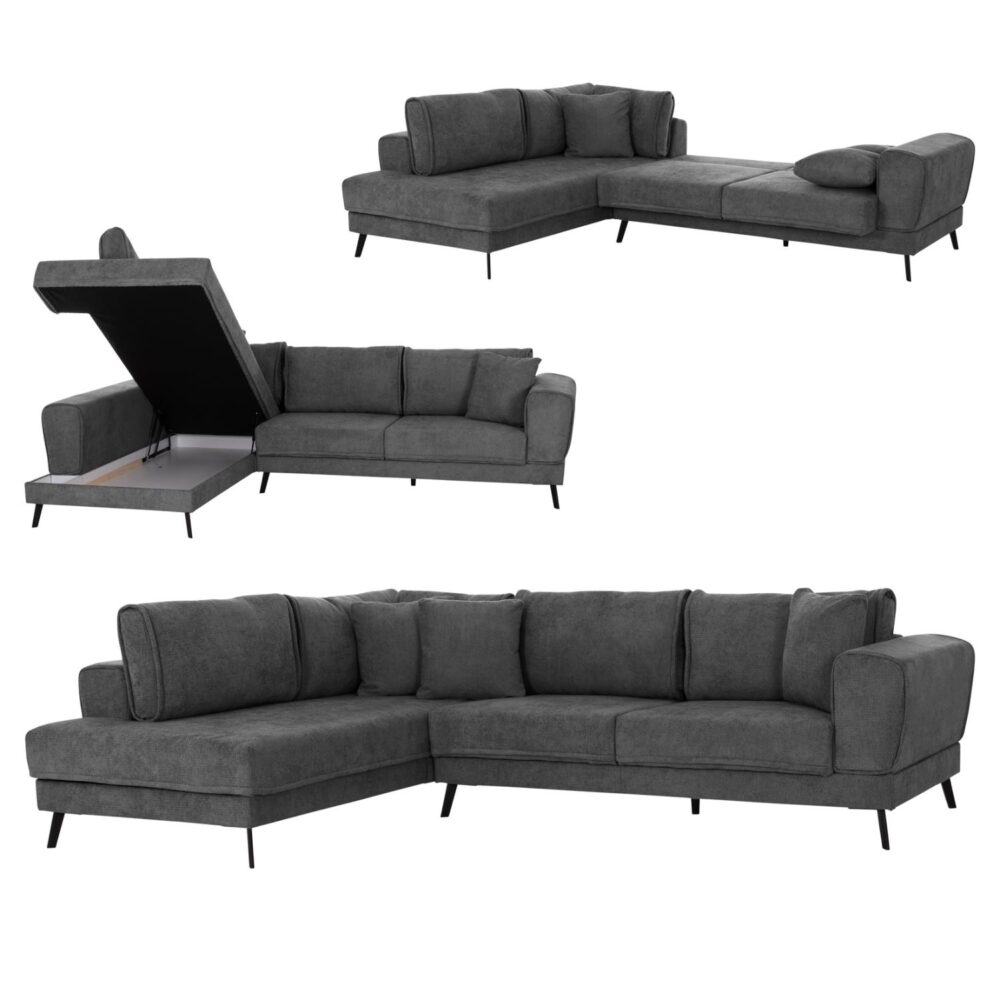 Γωνιακός Καναπές ZENORA Αριστερή γωνία σε Σκούρο Γκρί Ύφασμα 303x214x80Υεκ. Γωνιακός Καναπές ZENORA Αριστερή γωνία σε Σκούρο Γκρί Ύφασμα 303x214x80Υεκ.