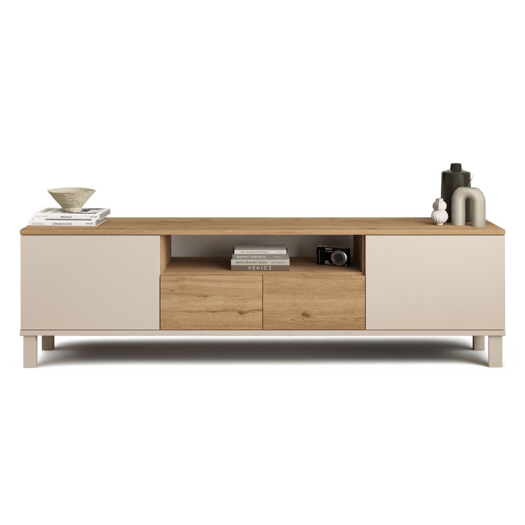 Έπιπλο τηλεόρασης MOOD σε Κασμίρ - Δρύς χρώμα 180x35x49εκ.