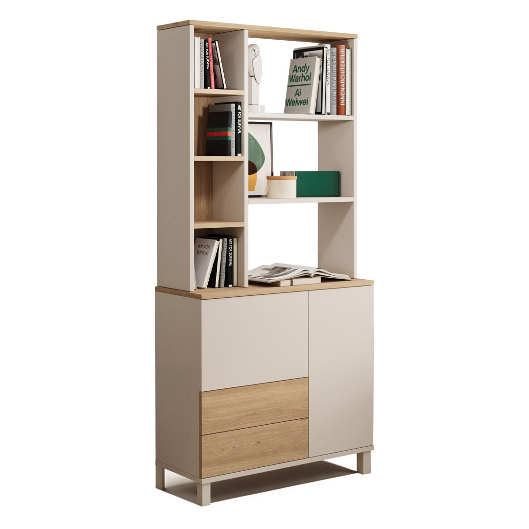Βιβλιοθήκη MOOD σε Κασμίρ - Δρύς χρώμα 87x35x187,8εκ.