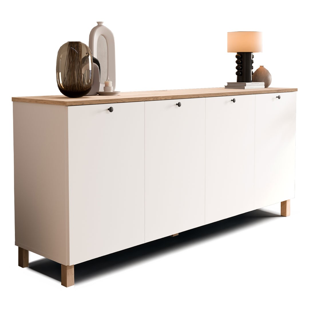 Μπουφές NORD σε Λευκό - Δρύς χρώμα 180x42x80εκ.