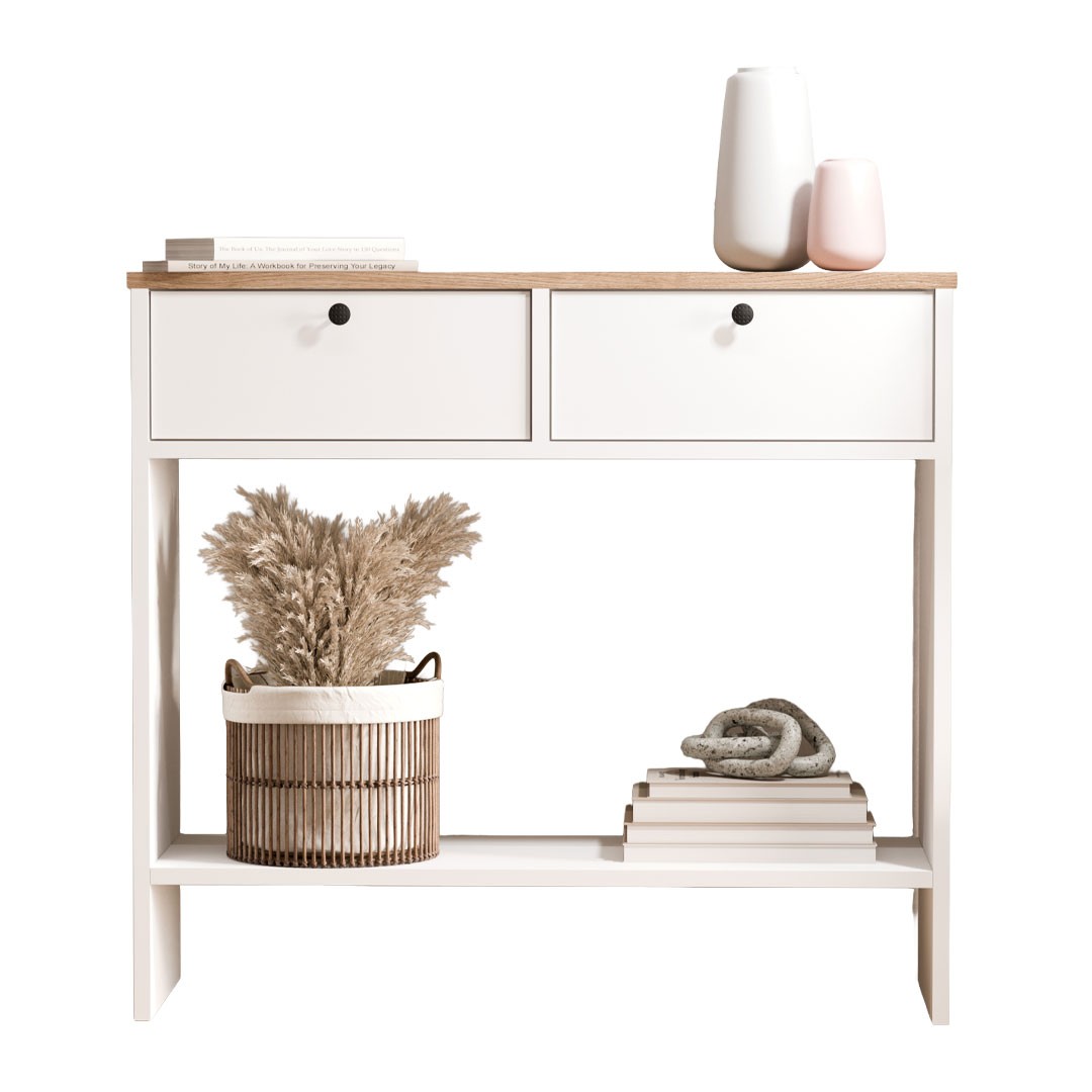 Κονσόλα εισόδου NORD σε Λευκό - Δρύς χρώμα 90x32x82εκ.