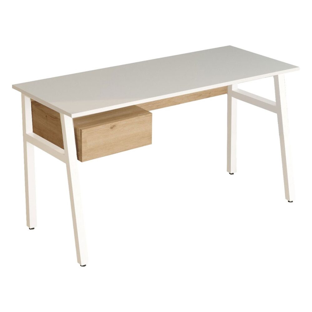 Γραφείο SELA με Συρτάρι σε Λευκό - Δρύς χρώμα 140x60x75εκ.