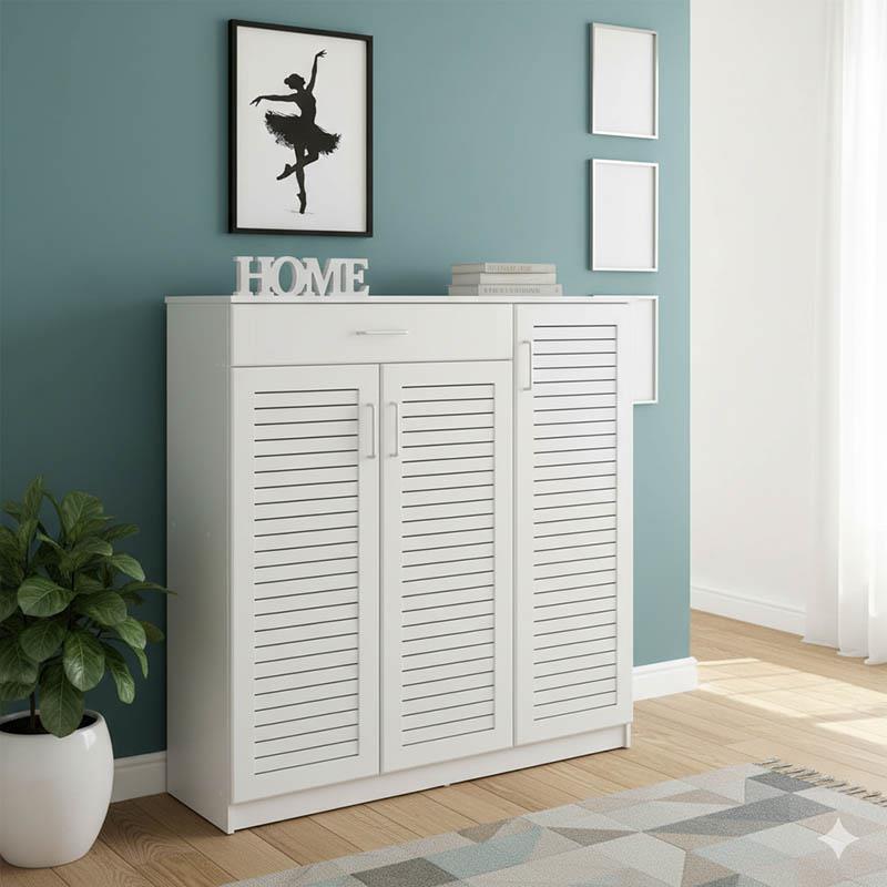 Παπουτσοθήκη-ντουλάπι SANTE 30 ζεύγων χρώμα λευκό 120x37x123εκ