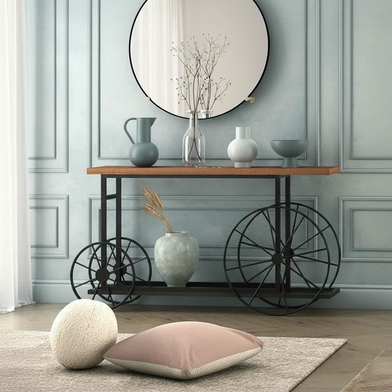 Κονσόλα Bike χρώμα μαύρο-καρυδί 148x28x85εκ