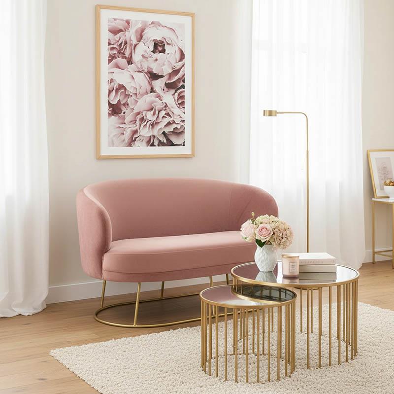 Καναπές 2θέσιος Gloria βελούδο σάπιο μήλο-χρυσό 132x82x83εκ Καναπές 2θέσιος Gloria βελούδο σάπιο μήλο-χρυσό 132x82x83εκ