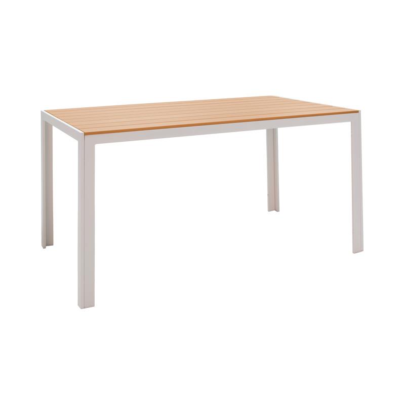 Τραπέζι Nares αλουμίνιο λευκό-plywood φυσικό 140x80x72.5εκ Τραπέζι Nares αλουμίνιο λευκό-plywood φυσικό 140x80x72.5εκ