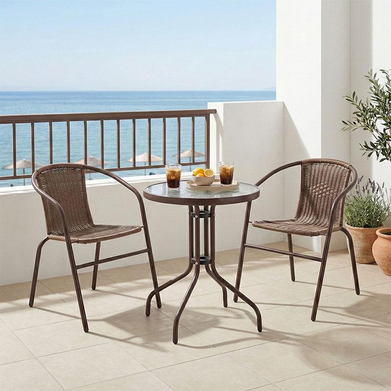 Τραπεζαρία Watson-Obbi σετ 3τεμ μέταλλο-pe καφέ