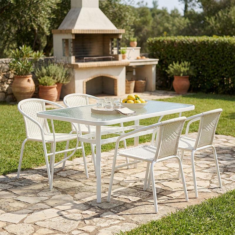 Σετ Τραπεζαρία Valor-Obbi I 5τεμ μέταλλο-pe λευκό