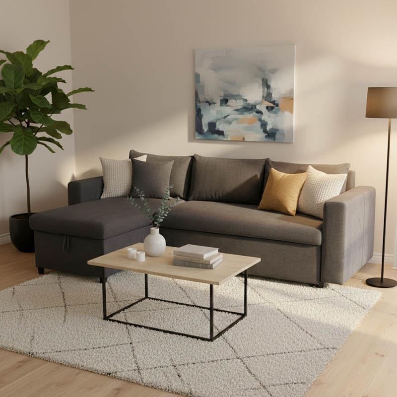 Γωνιακός καναπές-κρεβάτι αναστρέψιμος Lilian ανθρακί 225x148x81εκ