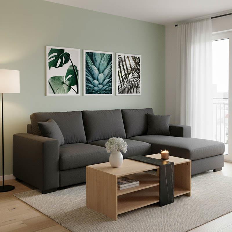 Γωνιακός καναπές-κρεβάτι αριστερή γωνία Belle ανθρακί 236x164x88εκ