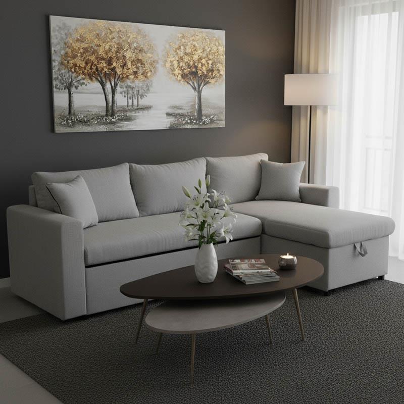 Γωνιακός καναπές-κρεβάτι αναστρέψιμος Lilian ύφασμα γκρι 225x148x81εκ