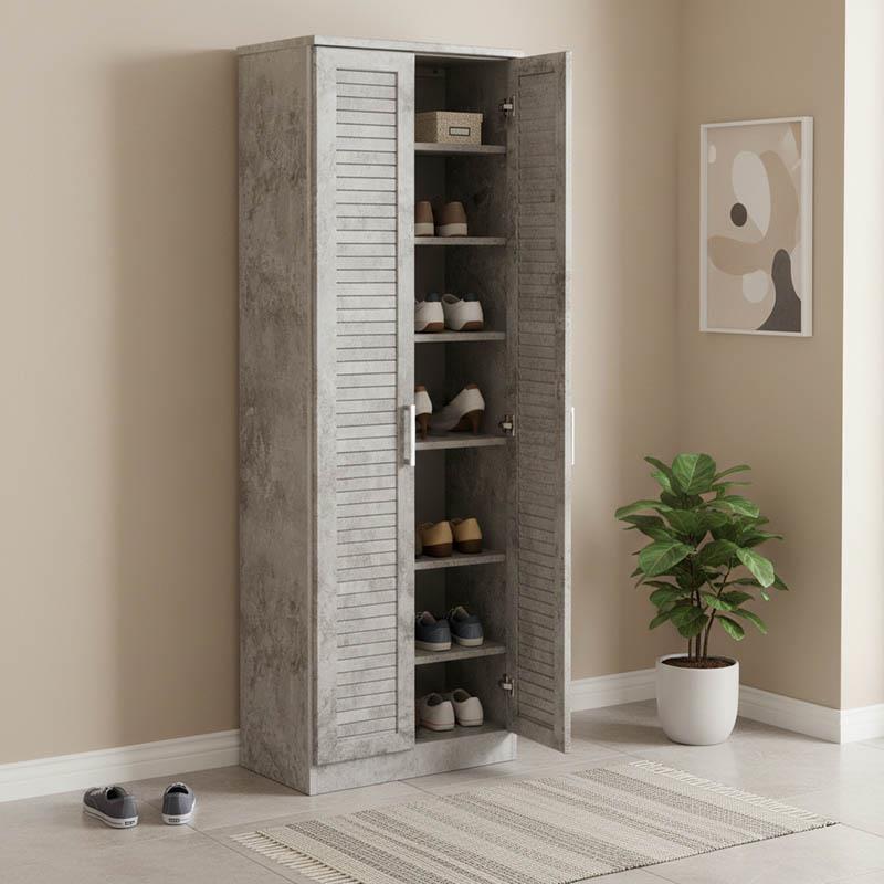 Παπουτσοθήκη-ντουλάπα SANTE 21 ζευγών σε antique ανθρακί 60x37x183εκ