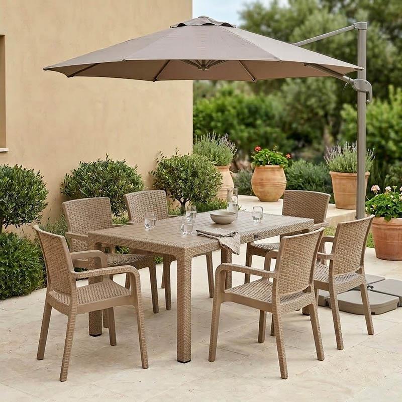 Σετ Τραπεζαρία Explore-Halcyon 7τεμ PP cappuccino 150x90x73,5εκ