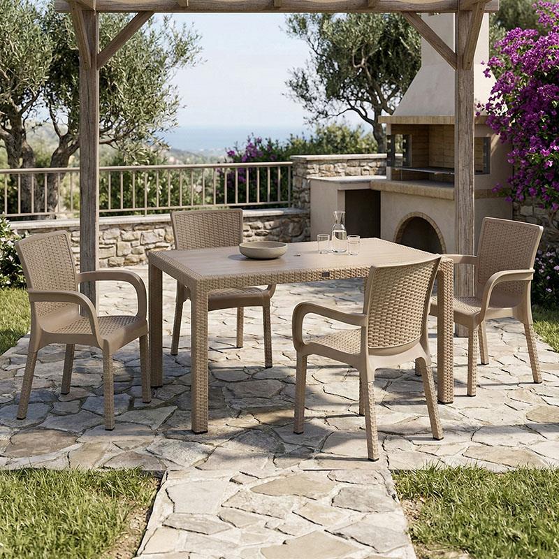 Σετ Τραπεζαρία Explore-Festive 5τεμ PP cappuccino 150x90x73,5εκ.