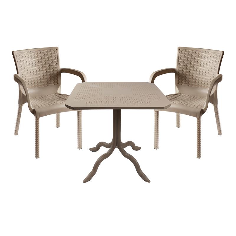 Σετ Τραπεζαρία κήπου Groovy-Festive σετ 3τεμ PP cappuccino 80x80x74,5εκ.