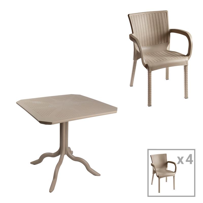 Σετ Τραπεζαρία κήπου Groovy-Festive σετ 5τεμ PP cappuccino 80x80x74,5εκ.