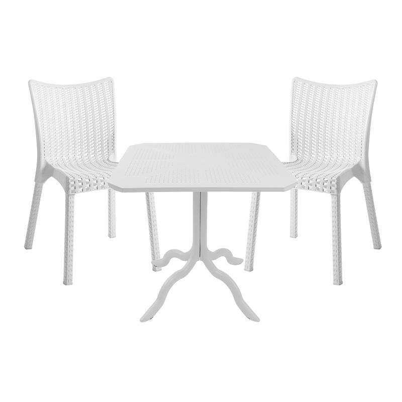 Σετ Τραπεζαρία κήπου Icon-Confident 3τεμ PP λευκό 80x80x74,5εκ.