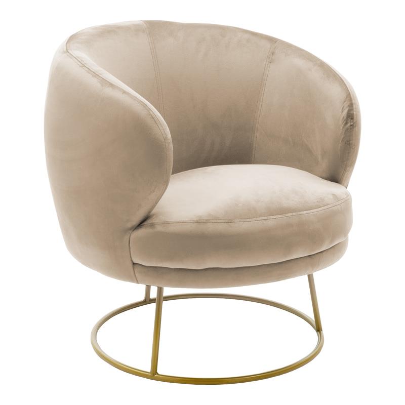 Πολυθρόνα Rony βελούδο μπεζ-χρυσό 78x75x82εκ