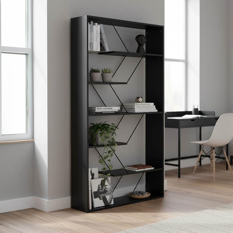 Βιβλιοθήκη Tars ανθρακί-μαύρο 84x24x157εκ Βιβλιοθήκη Tars ανθρακί-μαύρο 84x24x157εκ