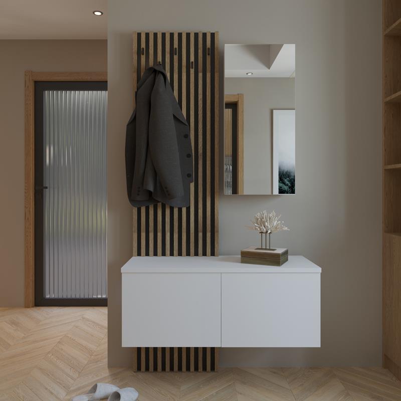 Έπιπλο εισόδου Arika λευκό-sonoma 100x37x199.5εκ Έπιπλο εισόδου Arika λευκό-sonoma 100x37x199.5εκ