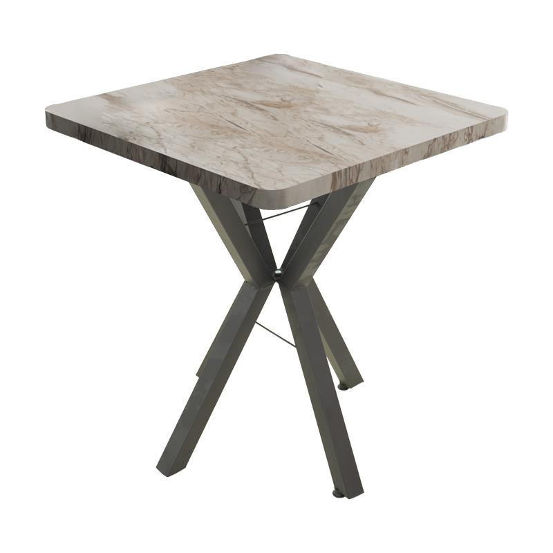 Τραπέζι Prestone λευκό μαρμάρου μελαμίνης-μαύρο μέταλλο 70x70x75εκ