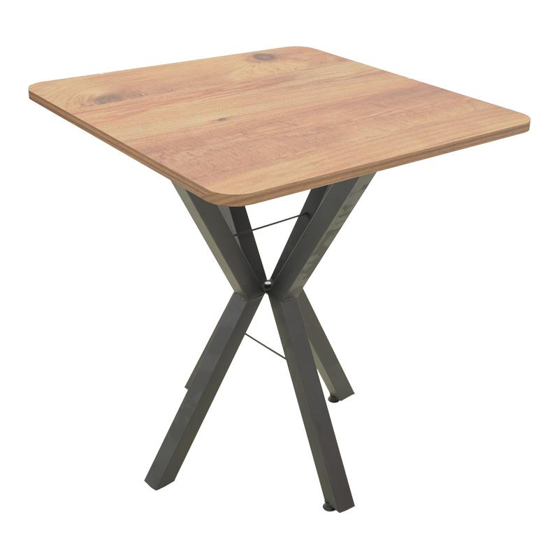 Τραπέζι Prestone oak μελαμίνης-μαύρο μέταλλο 70x70x75εκ