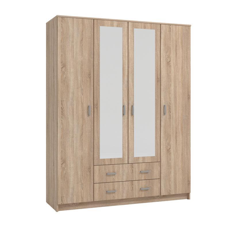 Ντουλάπα Hana 4K2F2O Sonoma 160x52x205 εκ.