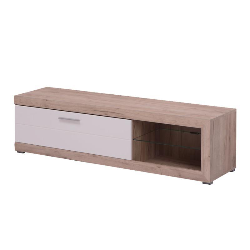 Έπιπλο Τηλεόρασης Remo Γκρί Δρύς - Λευκή Λάκα 162x41x43 εκ.