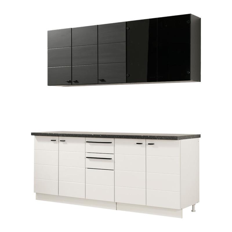 Έτοιμη Σύνθεση Κουζίνα Claudia 200 Λευκό - Μαύρο 200x51/31x200 εκ.