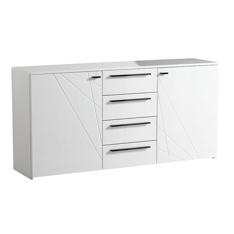 Κομότα - Μπουφές Ksanti 3K4F Λευκή - Λευκή Λάκα 163x40x80.5 εκ.