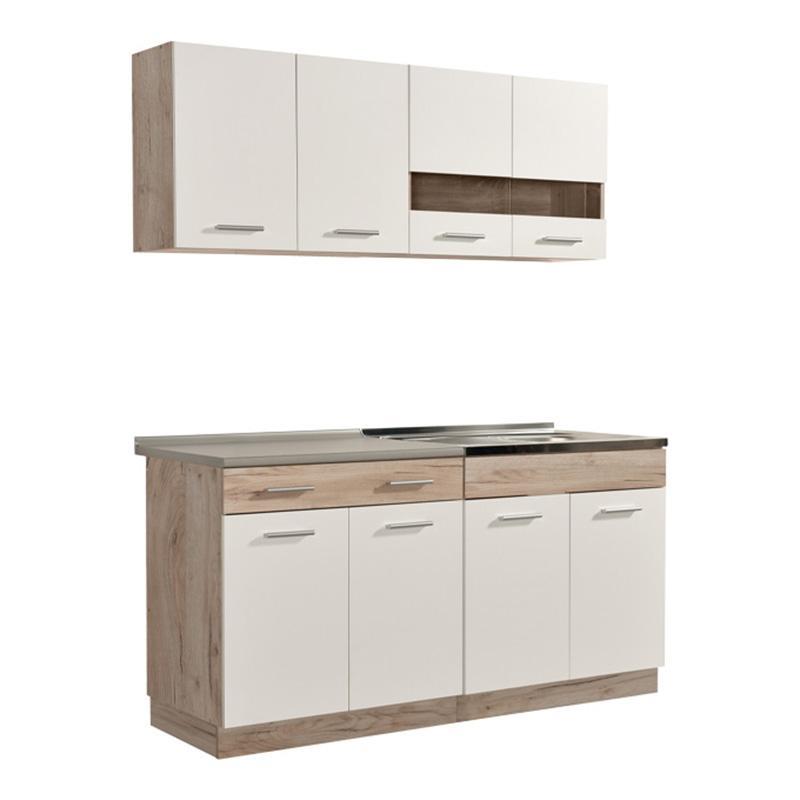 Έτοιμη Σύνθεση Κουζίνα Dalila 160 Γκρί Δρύς - Λευκό 160x51,5x206,5 εκ.