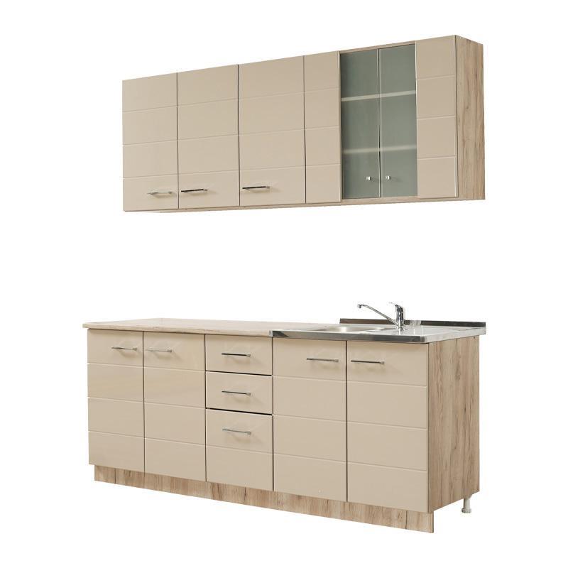 Έτοιμη Σύνθεση Κουζίνα Diana 200 Γκρί Δρύς - Άμμου Γυαλιστερό 200x60x200 εκ.