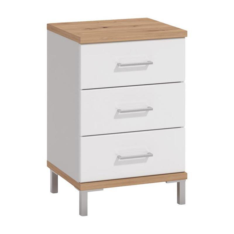 Κομοδίνο Mondego NO3F Artisan - Λευκή Λάκα 45x40x69 εκ.