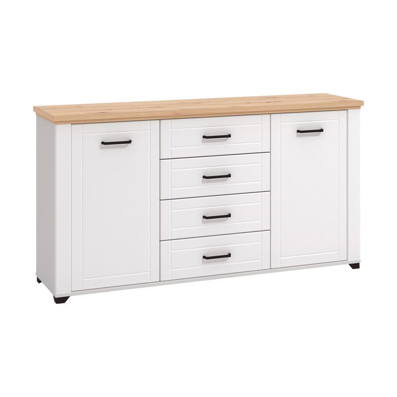 Κομότα - Μπουφές Valencia 3K4F Λευκό - Artisan Oak 161x41x85,5 εκ.