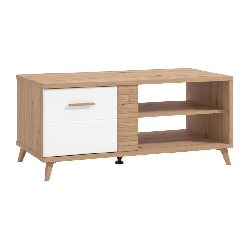 Τραπεζάκι Σαλονιού Bretagna Artisan Oak - Λευκό Γυαλιστερό 120x60x53,5 εκ. Τραπεζάκι Σαλονιού Bretagna Artisan Oak - Λευκό Γυαλιστερό 120x60x53,5 εκ.