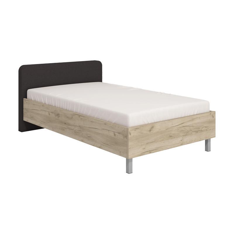 Κρεβάτι Barletta 120 Grey oak - Γκρί Ύφασμα 120x200 εκ.