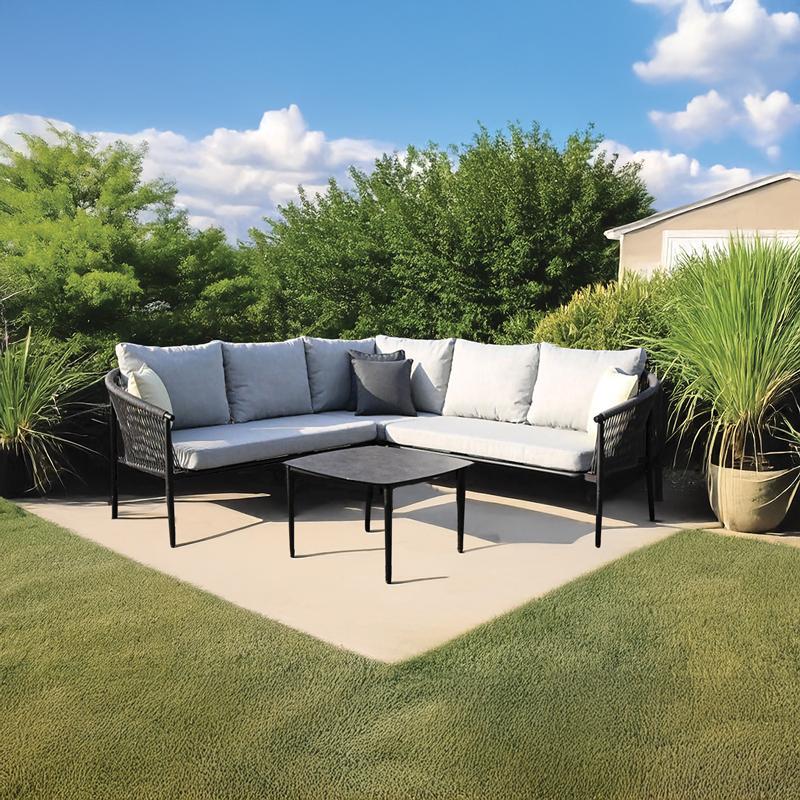 Σετ Κήπου - Σαλόνι Γωνιακό Catalina Fylliana 4 τεμ Γκρί 225x225x76 εκ.