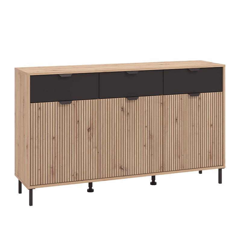 Κομότα - Μπουφές Mayenne 3K3F Artisan Oak - Μαύρο Mατ 157x40x93 εκ. Κομότα - Μπουφές Mayenne 3K3F Artisan Oak - Μαύρο Mατ 157x40x93 εκ.