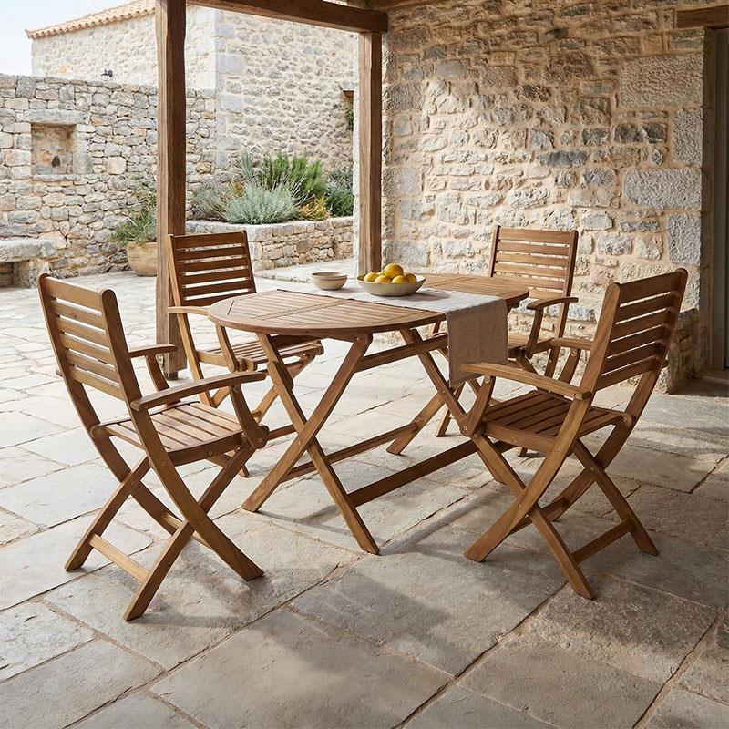 Σετ Τραπεζαρία Gorpo-Falov 5τεμ φυσικό μασίφ ξύλο ακακίας 130x80x72εκ