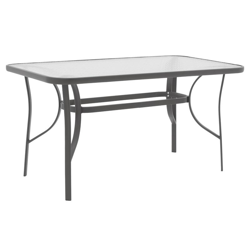 Τραπέζι Ensure ανθρακί μέταλλο-tempered γυαλί 120x70x70εκ