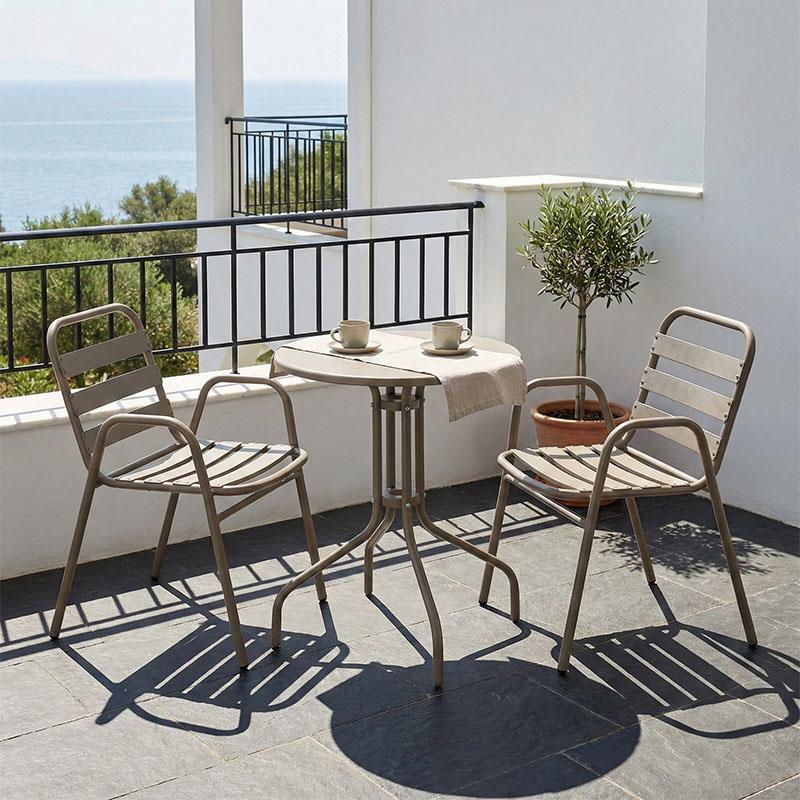 Σετ Tραπεζαρία Sussie-Vergo 3τεμ σαμπανιζέ μέταλλο-αλουμίνιο Φ60x70εκ