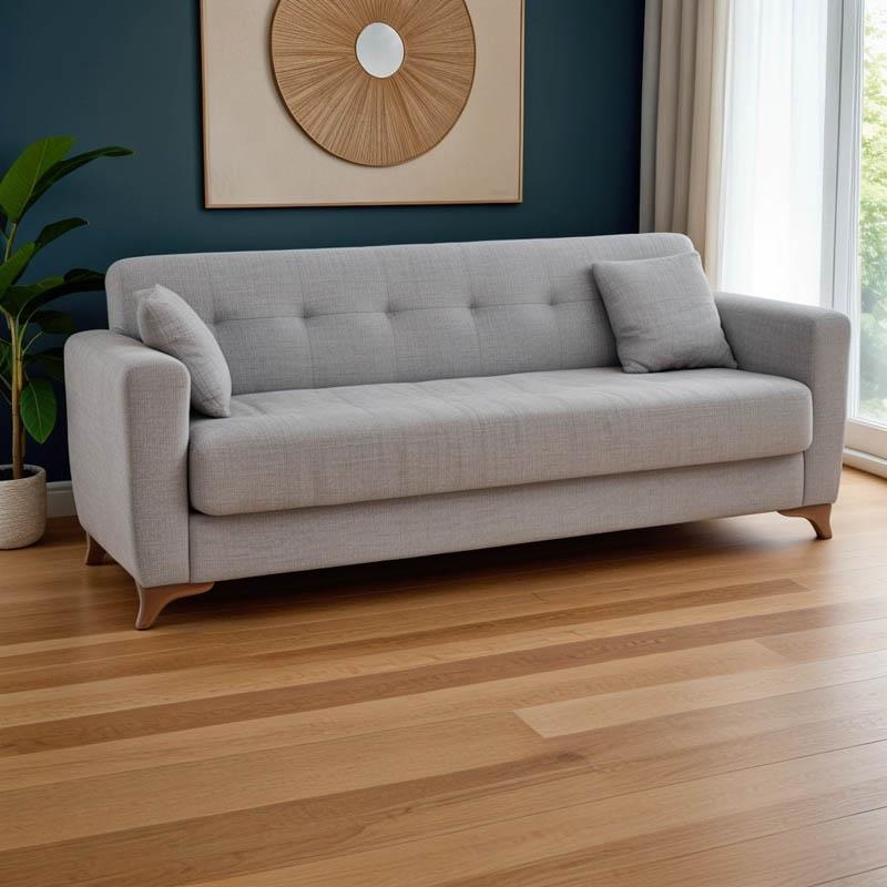 Καναπές - Kρεβάτι Modesto Τριθέσιος με Αποθηκευτικό χώρο Ύφασμα Γκρί 215x85x80 εκ.