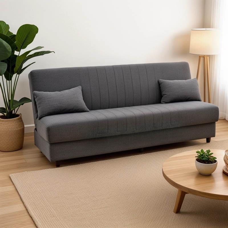 Καναπές - Κρεβάτι Romina Τριθέσιος με Αποθηκευτικό χώρο Ύφασμα Ανθρακί 190x75x85 εκ.