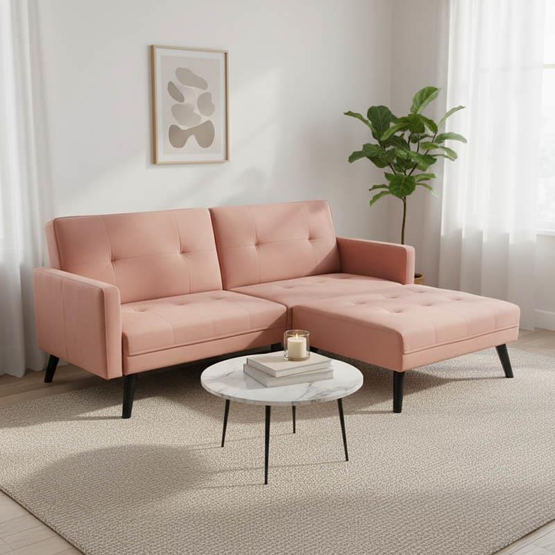 Γωνιακός Καναπές κρεβάτι Dream με υποπόδιο σε σάπιο μήλο βελούδο 209x157x80εκ. Γωνιακός Καναπές κρεβάτι Dream με υποπόδιο σε σάπιο μήλο βελούδο 209x157x80εκ.