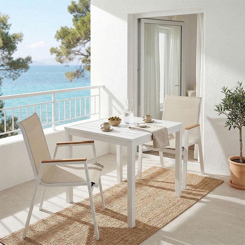 Σετ Τραπεζαρία Kliton - Azelie 3τεμ αλουμίνιο σε λευκή απόχρωση 80x80x74εκ