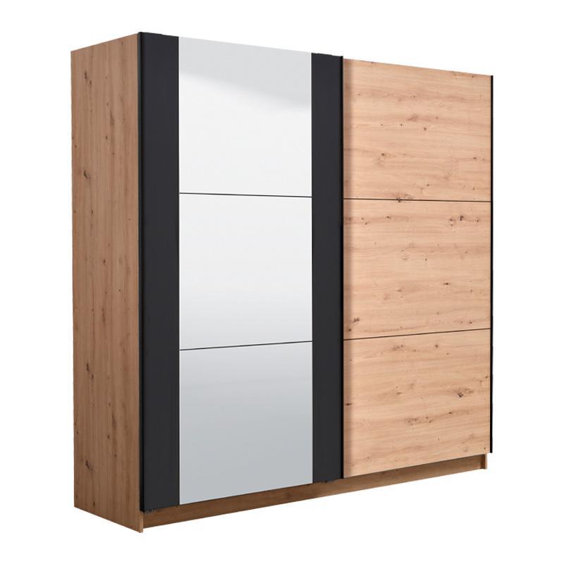 Ντουλάπα Sardinia 220 OG Artisan Oak - Μαύρο 217x62.5x210 εκ.