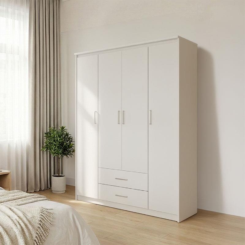 Ντουλάπα ρούχων τετράφυλλη Olympus λευκό 159x57x183εκ