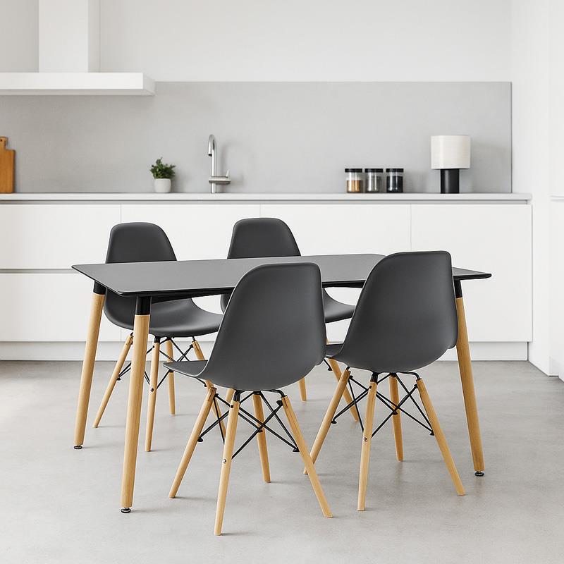 Σετ Τραπεζαρίας Natali-Julita 5τεμ μαύρο-φυσικό 120x80x76εκ