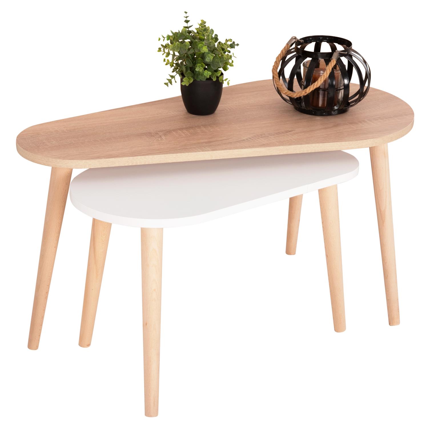 Τραπεζάκια σαλονιού APRILIA Σετ 2 τμχ Μελαμίνη σε Σονάμα - Λευκό 95x47x47Υεκ.